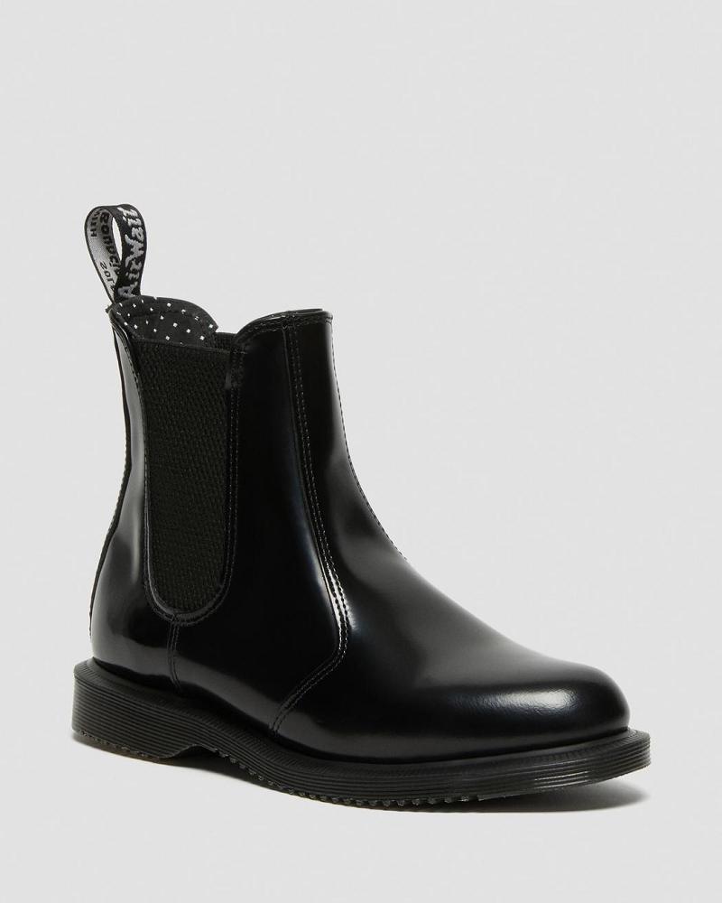 Dr Martens Flora Smooth Læder Chelsea Støvler Dame Sort | DK 124LIS